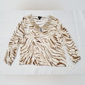 JM Collection Long Sleeve Top Size L